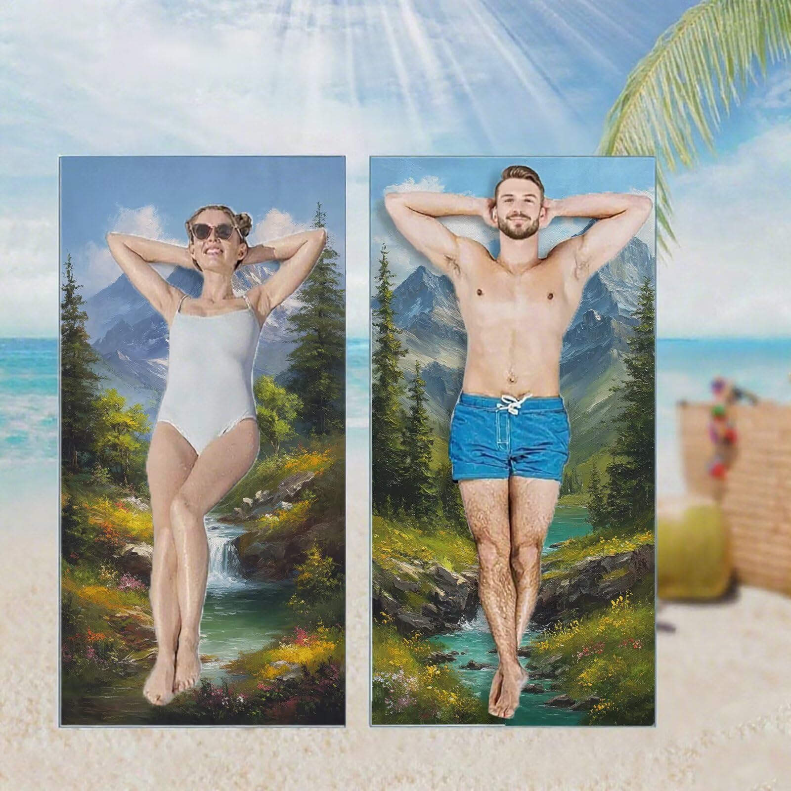 Ręcznik plażowy, ręczniki plażowe z mikrofibry, szybkoschnące lekkie ręczniki podróżne bez piasku, duży ręcznik kąpielowy dla dorosłych 100 x 220 cm, do pływania, basenu, jogi, siłowni, podróży, plaż