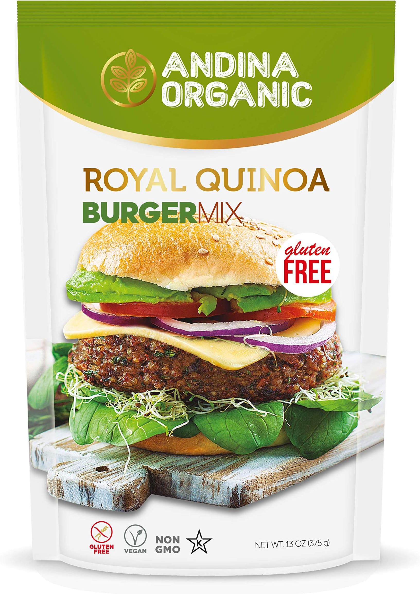Andina Organic -Vegan Burger Mix Organic Quinoa based | Gluten Free Soy Free | Complete Protein Hamburger Patties | Veggie Meatless Burger