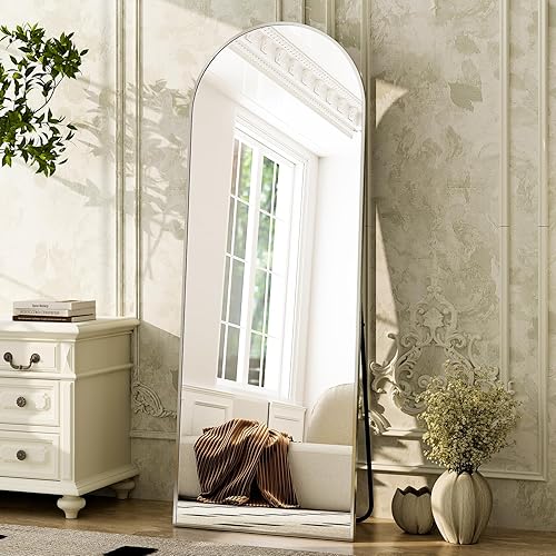 Vista 89 de Espejo arqueado de longitud completa, espejo arqueado de 36 x 78 pulgadas con soporte, montado en la pared para baño, vestidor, para colgar