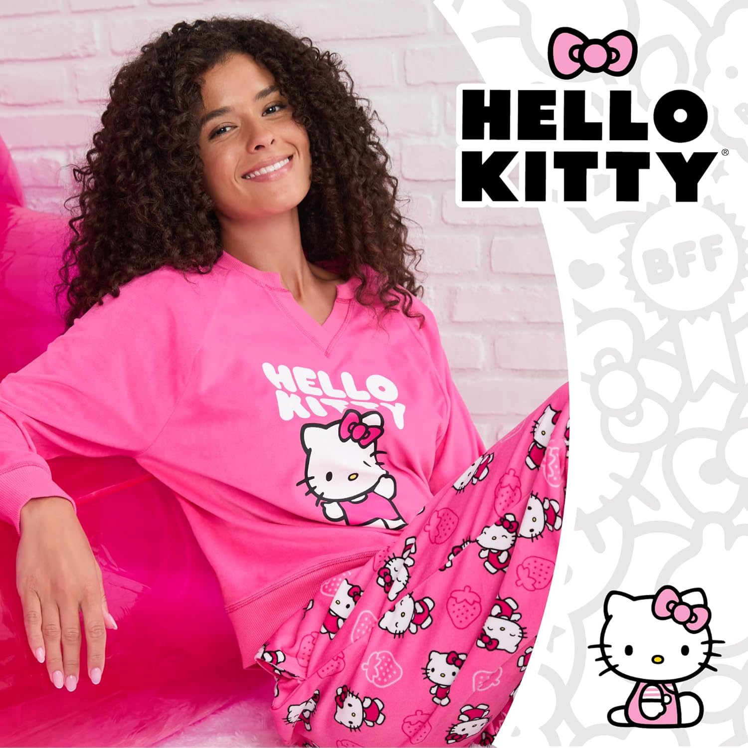 Richard Leeds International Womens Long Sleeve Pajama Top & Jogger Set - Hello Kitty | Pooh | Snoopy | Stitch - Soft PJs Set - Image 6