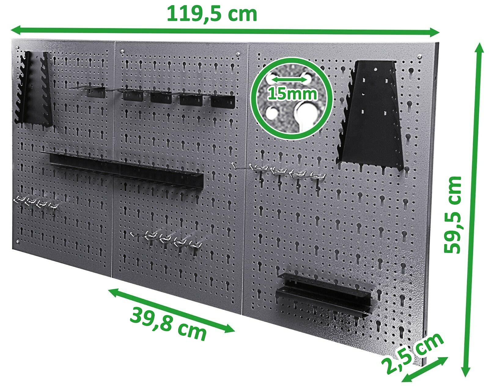 Ondis24 Werkstatt Set Werkstatteinrichtung Werner 240 cm – 2 Werkbänke 120×60×85 cm mit 28 mm Buchenplatte, 6 Lochwände, 22tlg. Haken-Set, abschließbare Türen & Schubladen, höhen