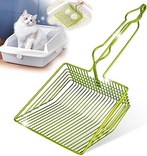 Cat Litter Scoop, Fast Sifting Metal Cat Litter Scooper, Non-Stick Kitty Cat Scooper with Deep Shovel Poop Sifting Long Handle Cat Poop Scooper for Litter Box,Cat Scooper Jumbo Size Kitty Litter Scoop