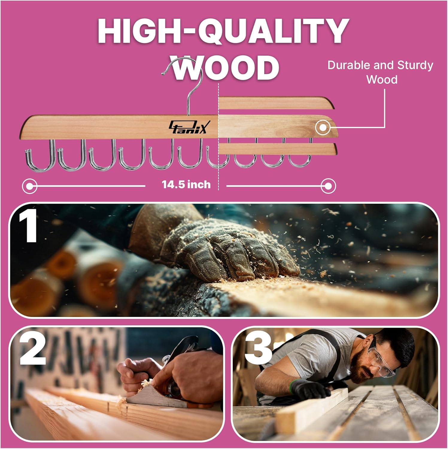 3 Pack Tank Top Hangers Space Saving, Bra Hangers for Closet Organizer, Bra Organizer for Closet, Space Saving Organizers and Storage for Dorm & Apartment for Tankto (Wooden)
