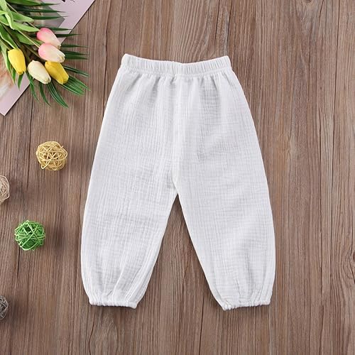 Miniatura 2 de Paquete de 3 pantalones de algodón y lino para bebés, niños y niñas, color liso, básico, de bambú, ropa para bebés