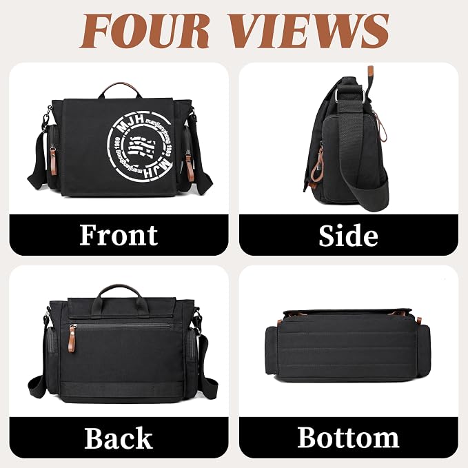 Bolso Mensajero FSDWG para Laptop 13.5'' Canvas Negro miniatura 3