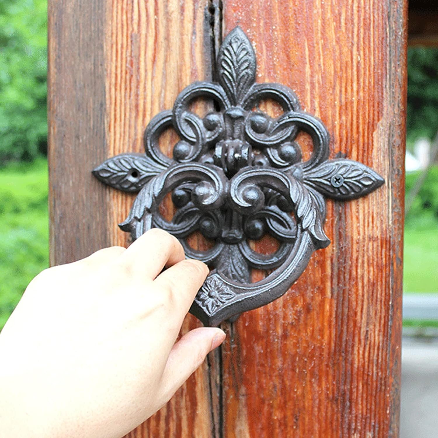 Rustic Door Knocker, Unique Metal Front Door/Gate Knockers with Hardware Screw, American Style Door Ring for Farmhouse Garden Decor