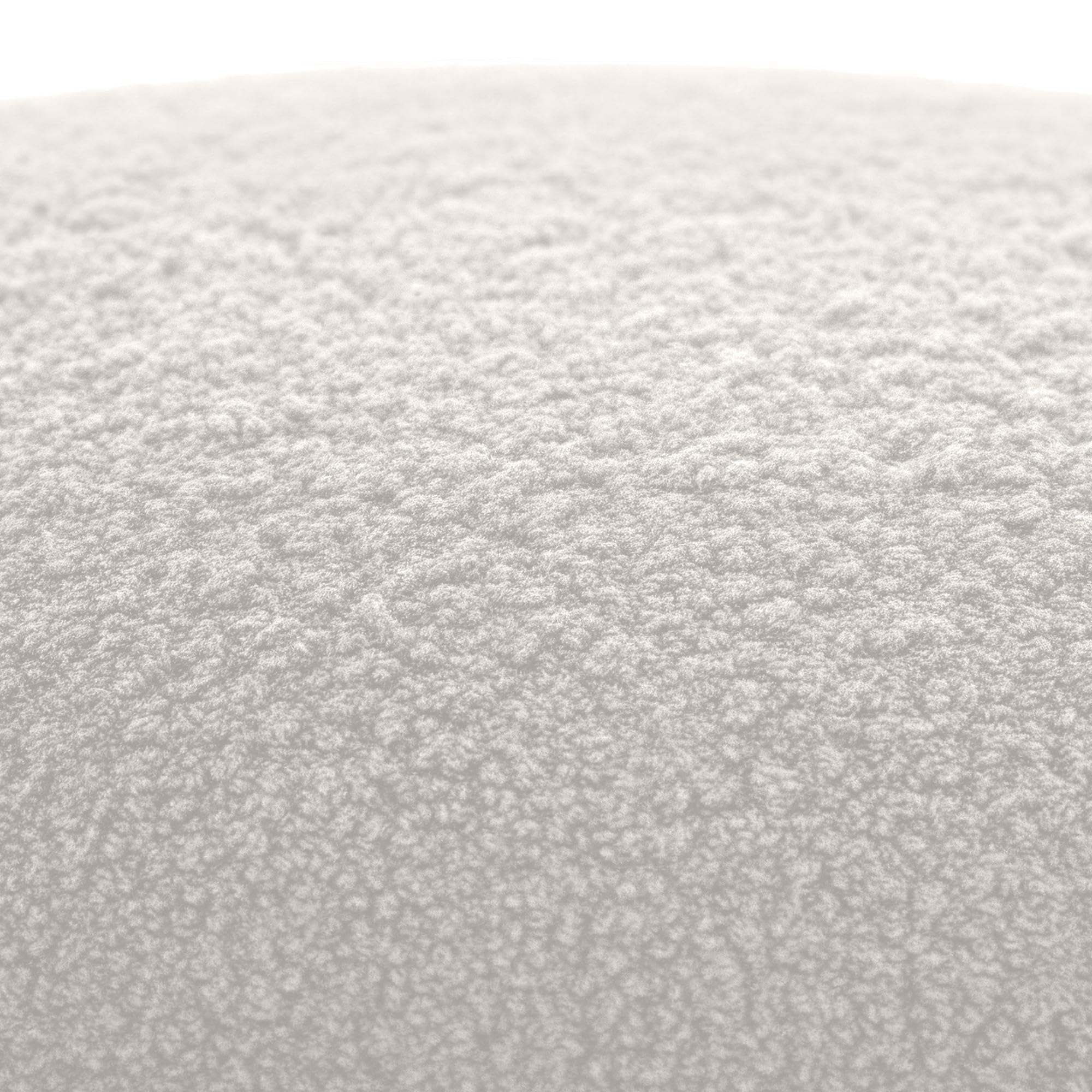 CLP Pouf ovale Alfrisa, pouf imbottito in tessuto Teddy, poggiapiedi imbottito per soggiorno e camera da letto, struttura in legno stabile, Colore:crema