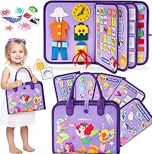 hahaland Busy Board Jouet Sirène Montessori pour Enfant 3 Ans, Tableau d'Activités pour Filles, Jouet Montessori Sensoriel 5 Couches Planche, Cadeau pour Enfant Fille 3 4 5 6 Ans