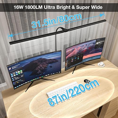 Miniatura 3 de Lámpara de escritorio para oficina y hogar, barra de iluminación de escritorio de 31.5 pulgadas con cuello de cisne, luz de escritorio con clip con