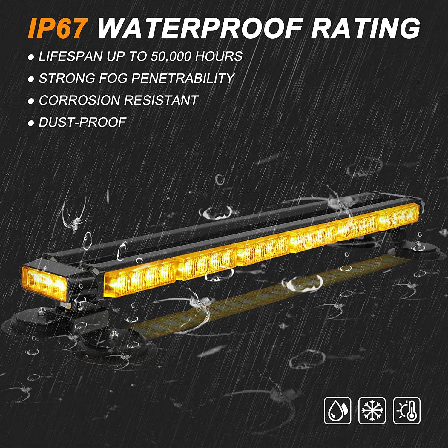 Luce Strobo 54 LED 12/24V 75cm Magnetica Luce Emergneza Avvertenza per Auto Luce Stroboscopica di Emergenza Veicoli di Soccorso