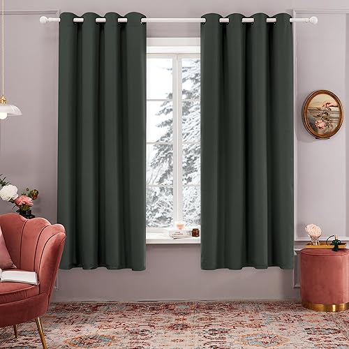 Deconovo - Cortinas opacas de lino sintético con revestimiento de 3 pasos, cortina térmica aislante con ojales para dormitorio, 2 paneles