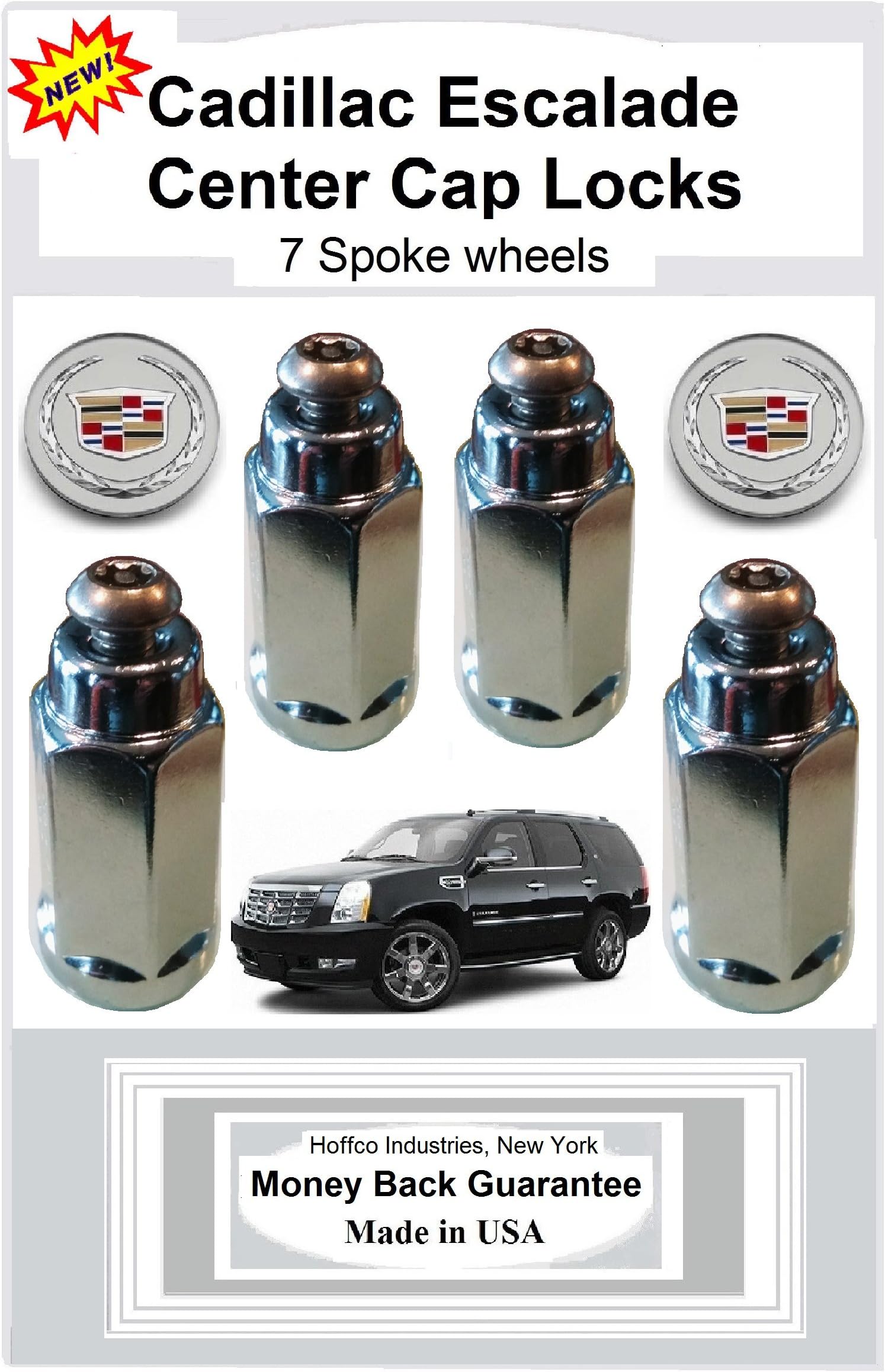 Cadillac Escalade Center Cap Locks for 7 Spoke Wheels