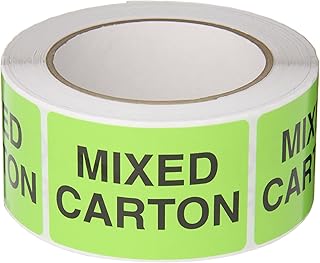 TapeCase SHIPLBL-060 Shipping Packing Labels "Mixed Carton", Neon Green - 500 Labels per roll (1 Roll)