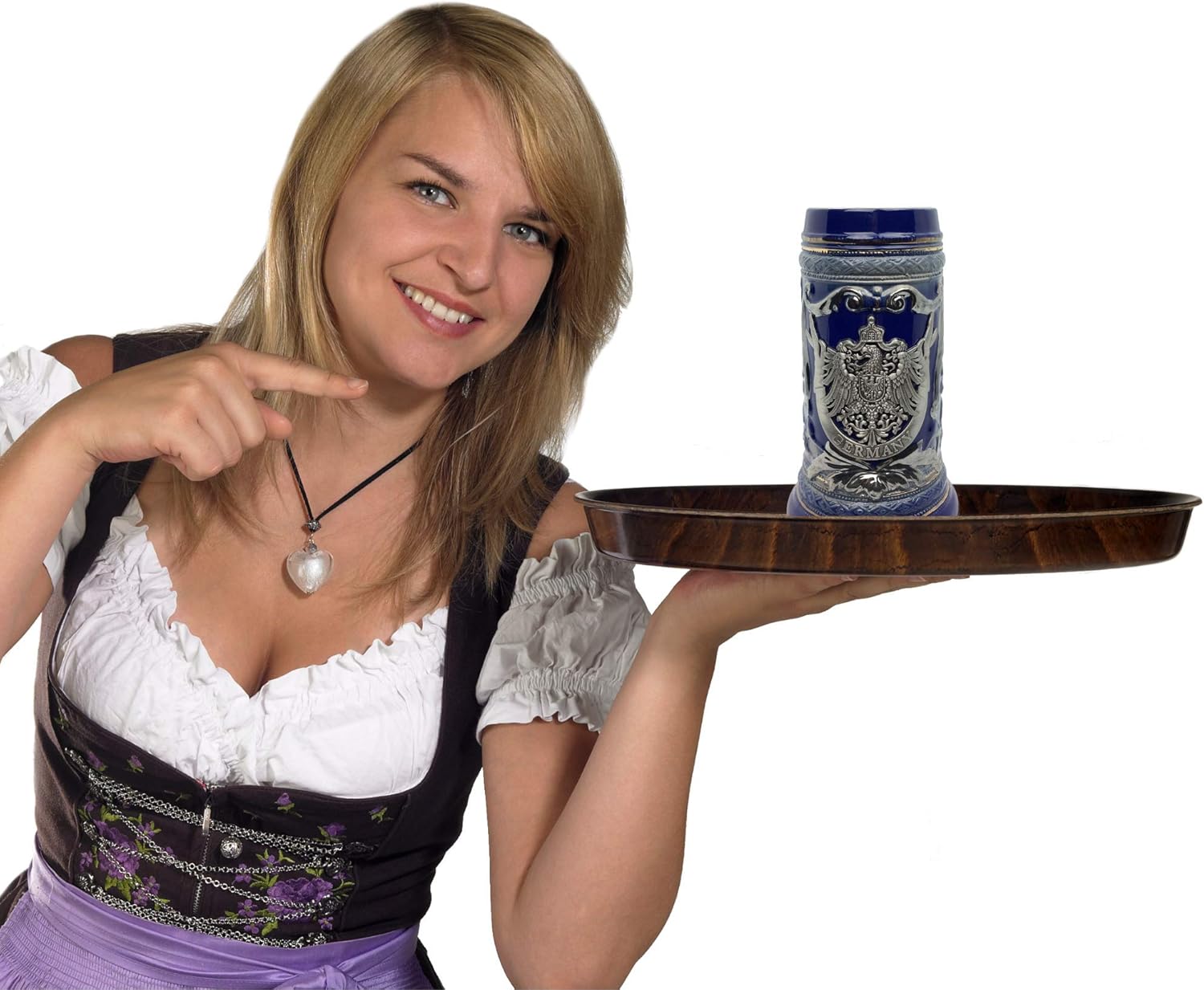Essence of Europe Gifts 1 Liter | OktoberfestHaus German Adler (Eagle) Stein Mug Beer Steins For Men Cobalt Blue Ceramic Beer With Metal Emblem Bier Krug Oktoberfest Beer Mug