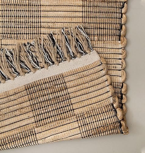 Miniatura 9 de Alfombra de yute de 5 x 8 pies, alfombra tejida a mano, alfombra de yute firmemente tejida para sala de estar, dormitorio, cocina, comedor y granja,