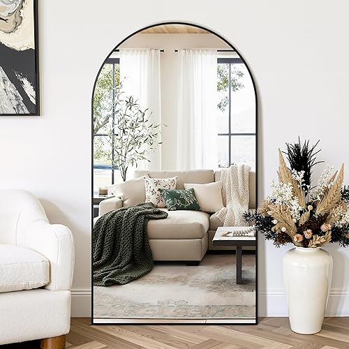 Miniatura 70 de Espejo de baño arqueado para pared, espejo para tocador, espejo grande de 38 x 26 pulgadas, marco de metal (38 x 26 pulgadas, dorado) Dorado,Negro