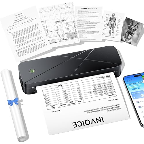 TATTMUSE Portable Printers Wireless for Travel, Inkless Thermal Small Bluetooth Mobile Compact Printer for Phone & Laptop & Home Use, Support 8.5" X 11" US Letter & A4 Size Thermal Paper