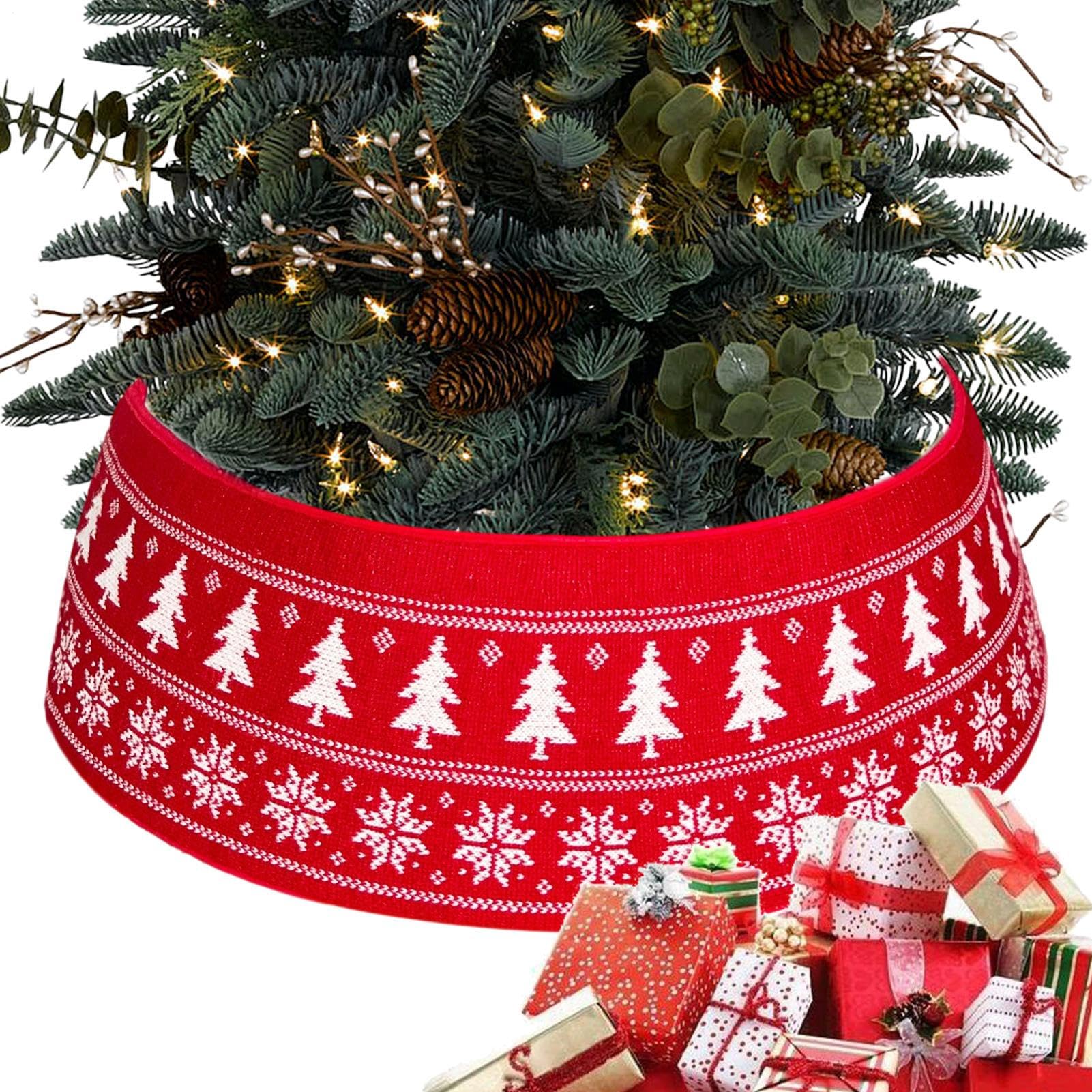 Housse de base de sapin de Noël tricotée et réglable pour décorations de fête