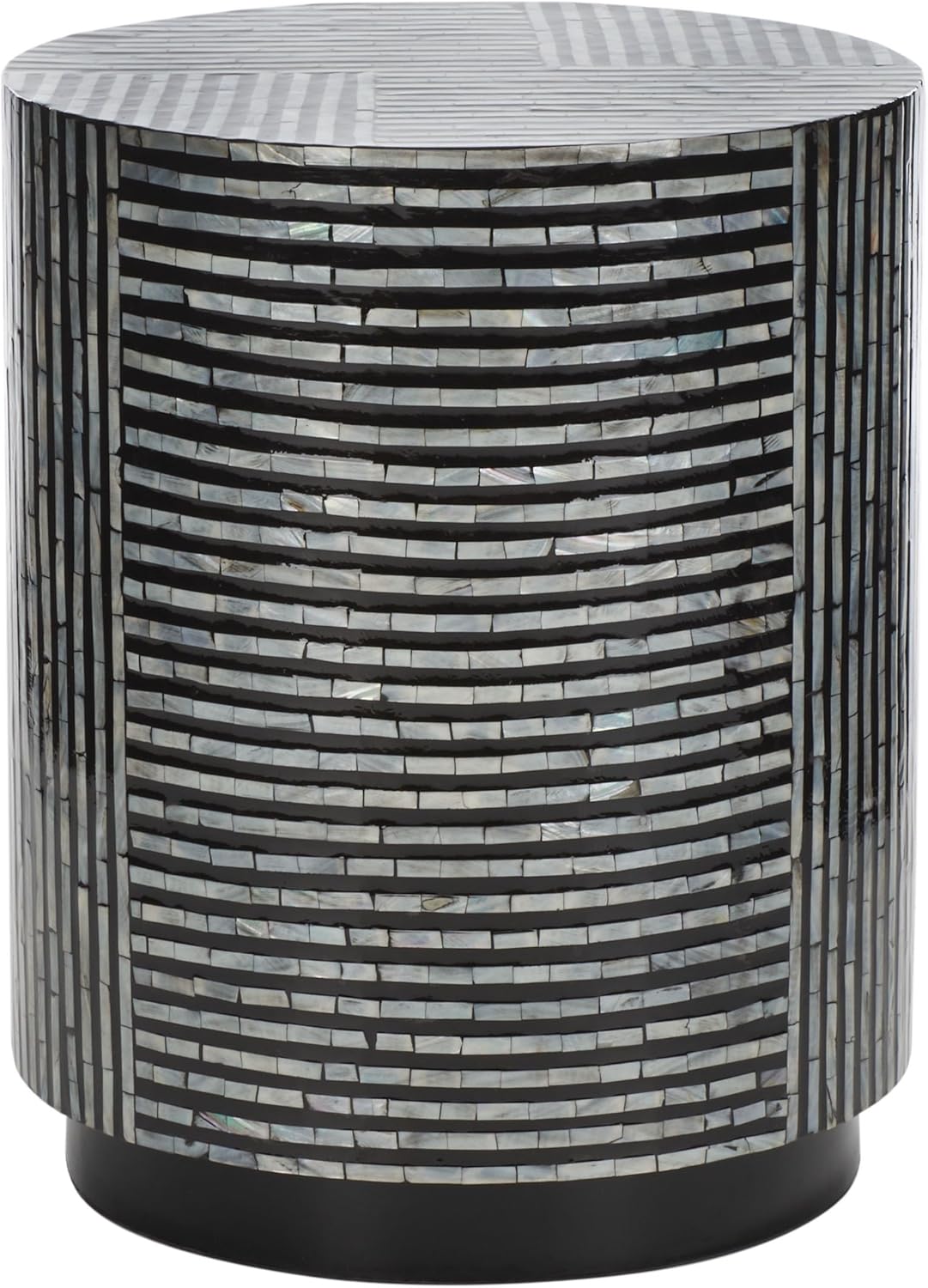 SAFAVIEH Home Collection Harlon Black Faux Mother of Pearl Accent Table Round Stool (Fully Assembled)