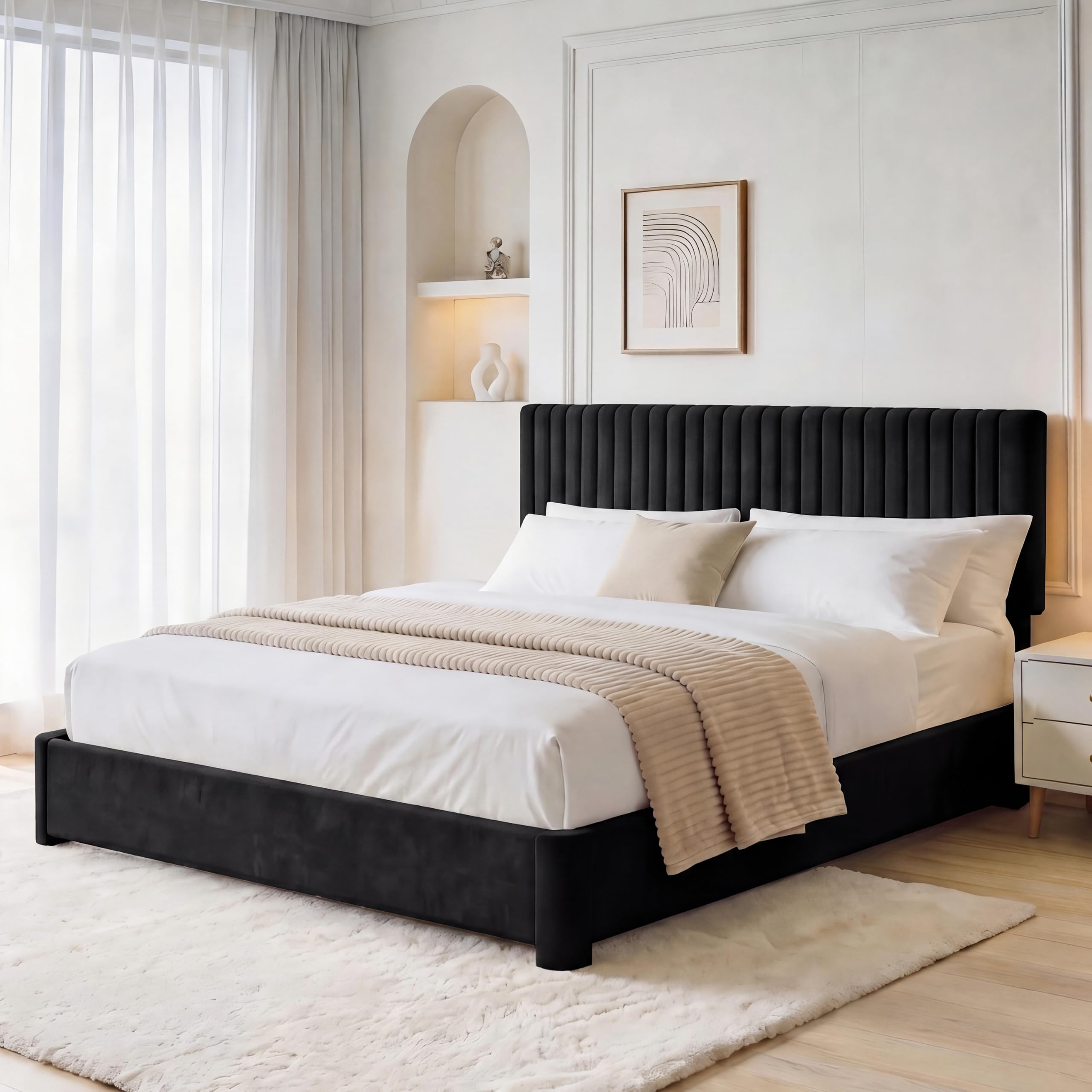View 1 of ** FOR PARTS ONLY **
Vipbear Velvet King Size Bed Frame - Black