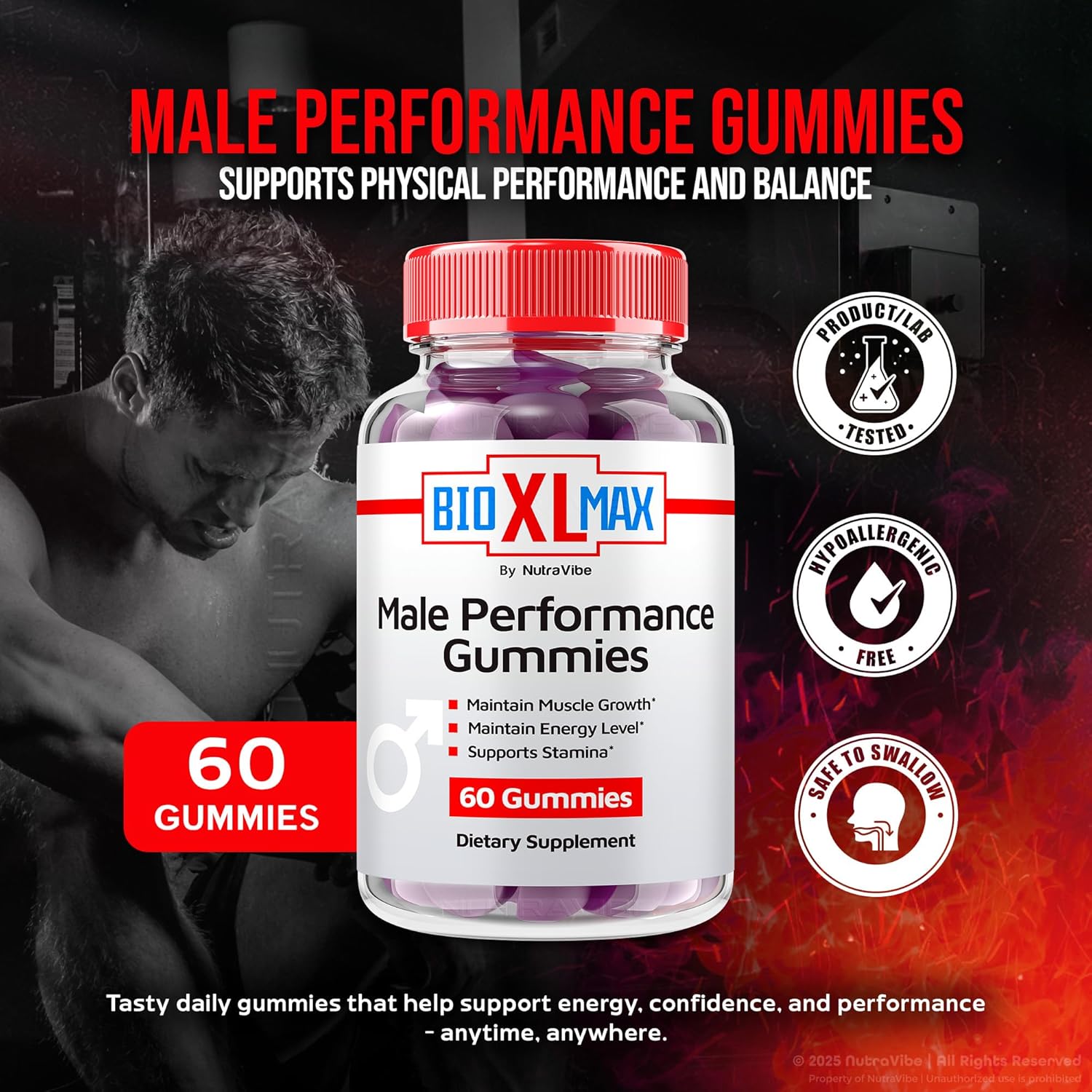 (3 Pack) Bio XL Max Gummies – BioXLMax Performance Support with Natural Energy, Stamina & Drive | Official BioXL Max Formula in Clean, Great-Tasting Gummys (180 Gummies)