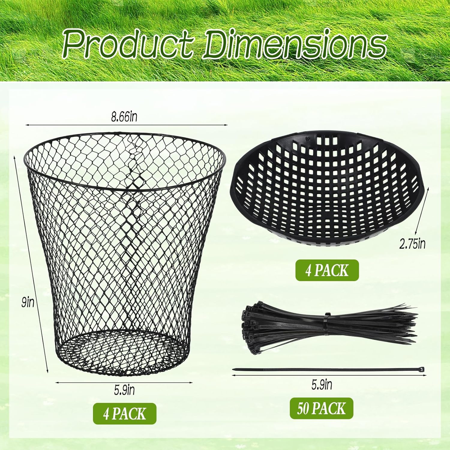 4 Pack Inground Worm Composter with Grid Lids, Metal Worm Farm Compost Bin Outdoor for Recycling Kitchen Food, Worm Compost Bin for Garden, Vegetable Patch, Backyard, Greenhouse