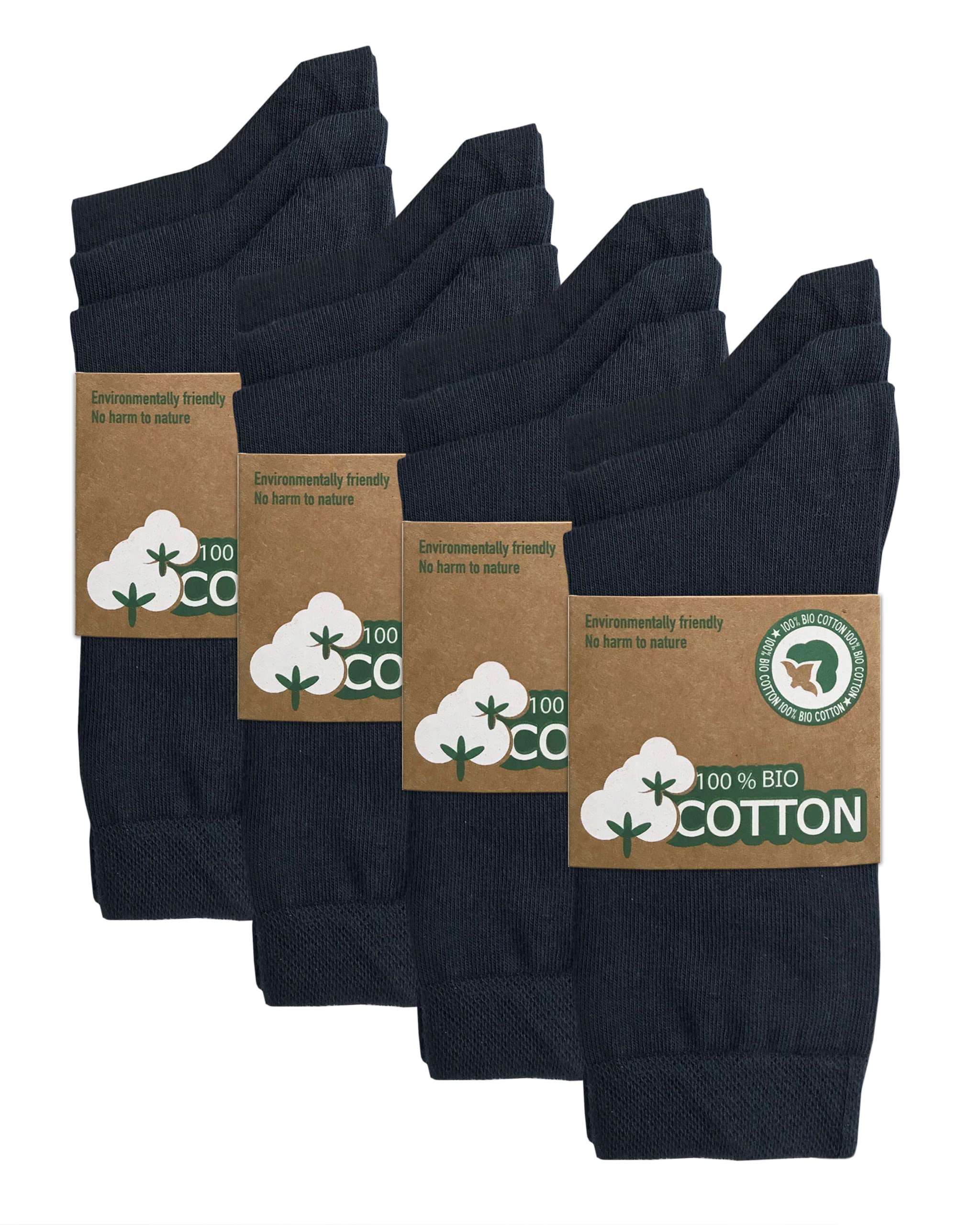 Mehrstrumpf Unisex 12 Pairs (Blue) 6/12 Pairs Men's & Women's 100% Organic Cultivation Socks With Comfort Waistband Without Seam (Model: Biolivia), 35-38