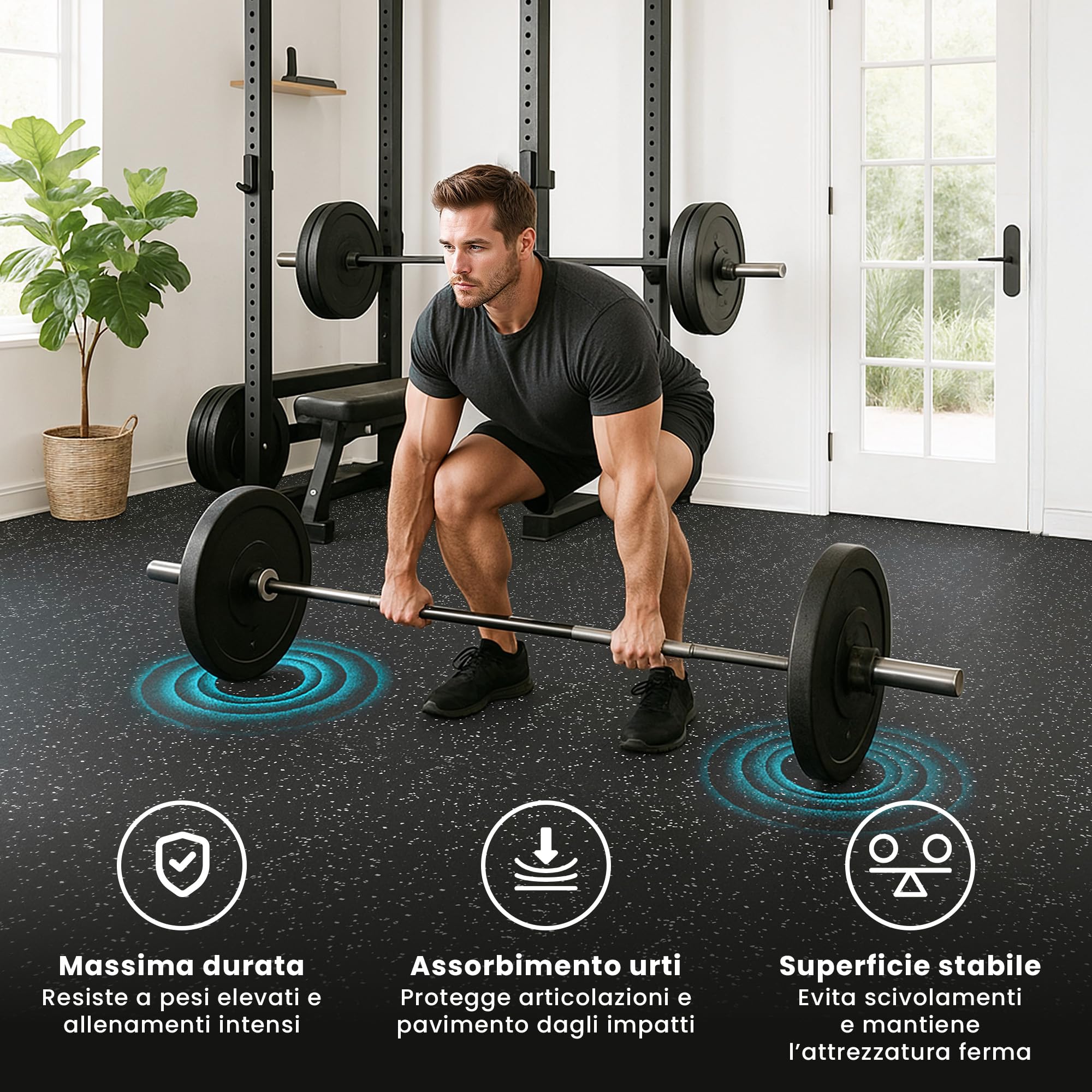 bemaxx Tappetino Palestra 18 Pezzi – Tappetino Fitness Puzzle in EVA e Gomma – Tatami Antiscivolo per Home Gym, Ginnastica, Piscina e Garage