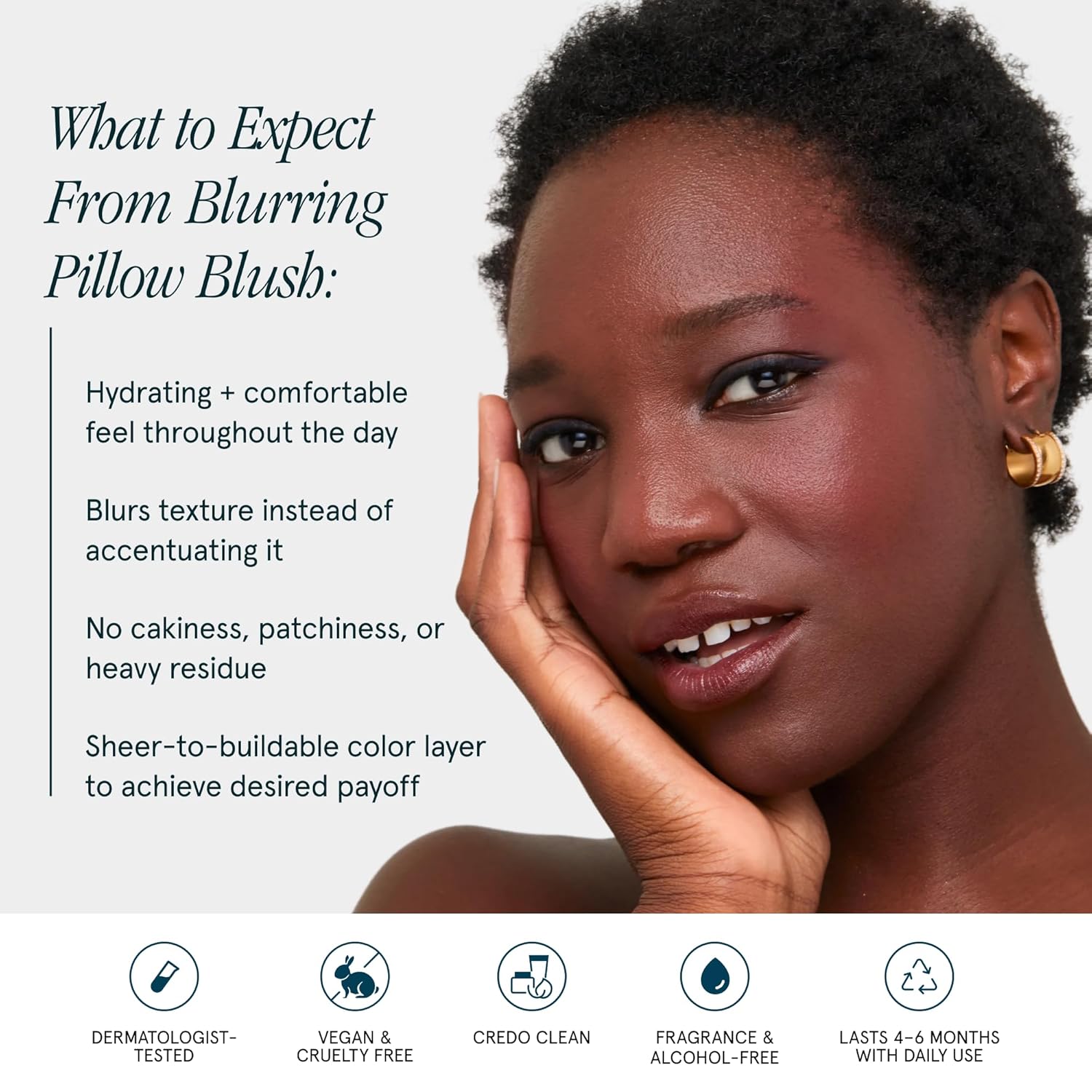 SOSHE Beauty - Blurring Pillow Blush | Featherlight, Cushiony, Cream to Powder Formula | Squalane, Cucumber Seed Extract, Ashwagandha Root | Vegan, Clean, Cruelty-Free (Rosy Rest, Dusty Pink) - Image 6