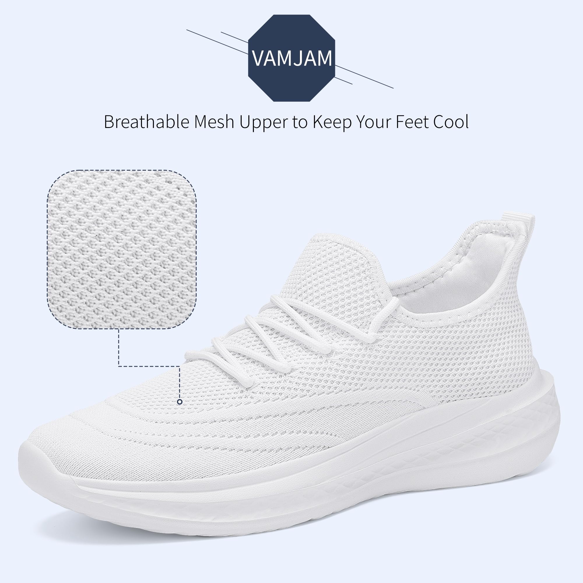 VAMJAM Men's Running Shoes Slip On Walking Shoes Non Slip Lightweight Workout Breathable Gym Sneakers Fashion Mesh Sneakers