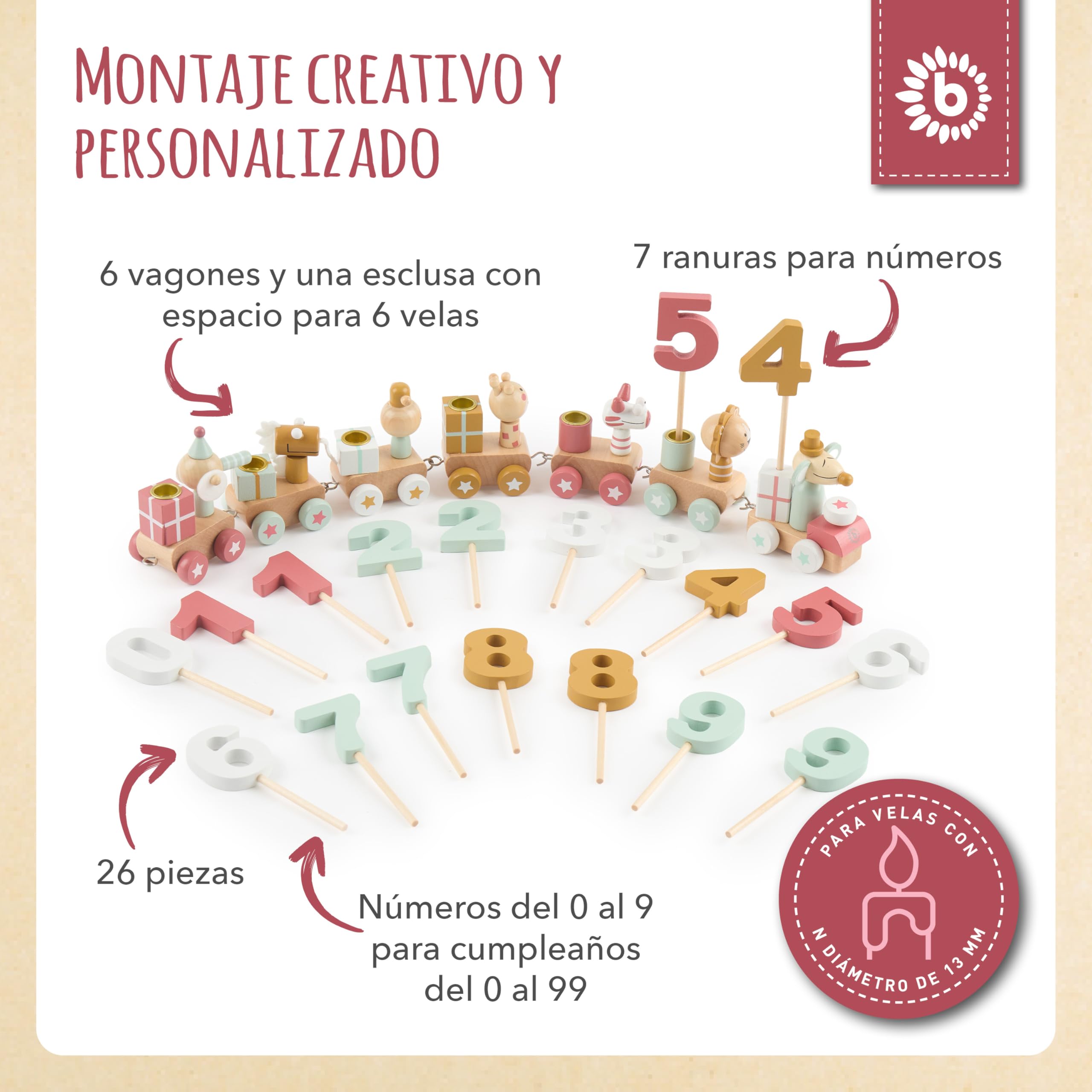 Bieco Tren de Madera con Locomotora Numerada para Niños