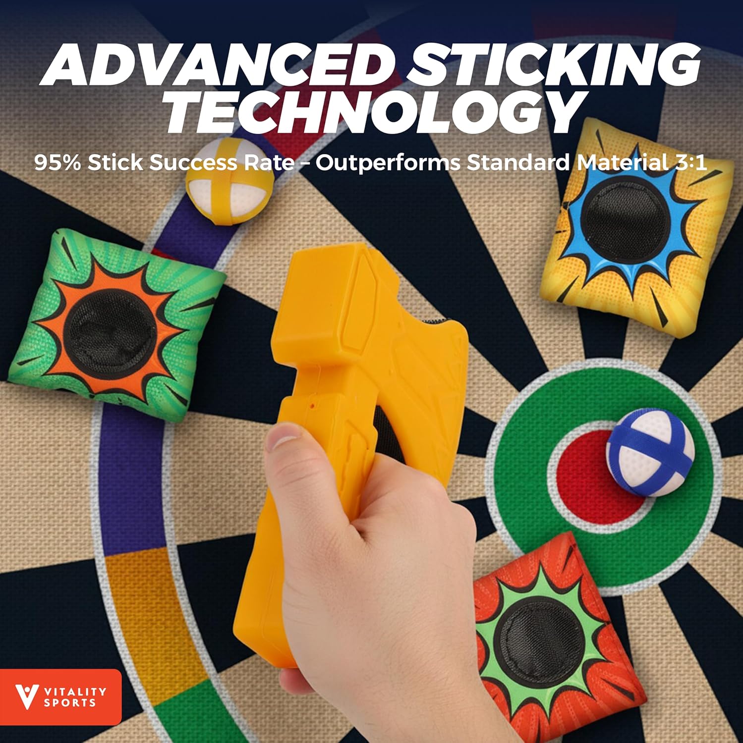 Vitality Sports Golf Chipping Game with Stand - Golf Target Battle Games with Putting Mat, 12 Sticky Balls, 6 Axes, 2 Soccer Balls, 8 Bean Bags, Axe Throwing Game for Backyard