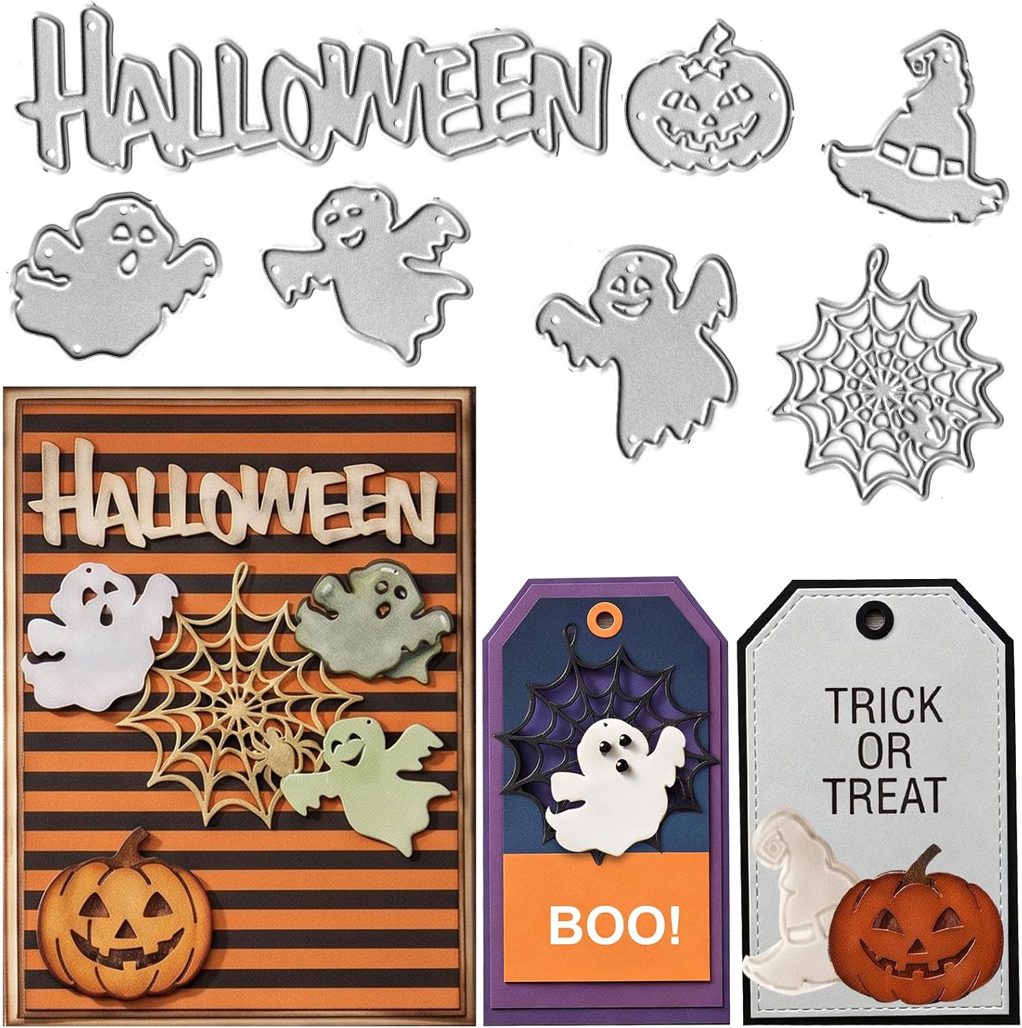 Halloween Cutting Dies, Metal Ghost Pumpkin Spider Web Set