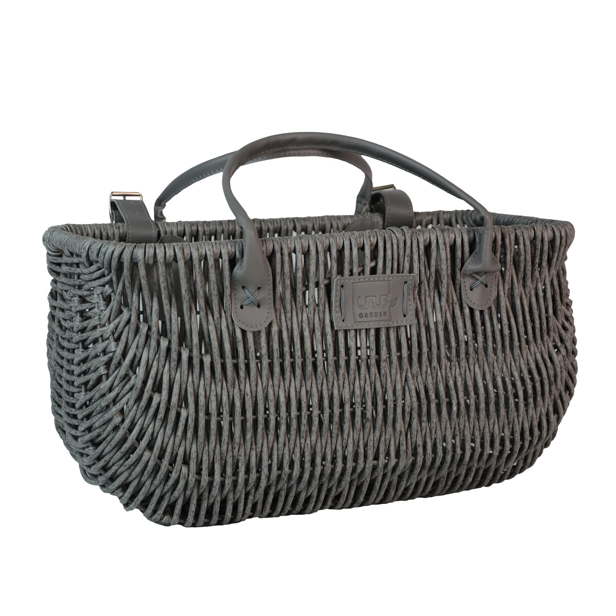 UNUS Panier de vélo en Osier, 22x40x21,5 cm, Résistant aux intempéries, Plastique, Fixation avec Sangle pour Porte-Bagages ou Guidon