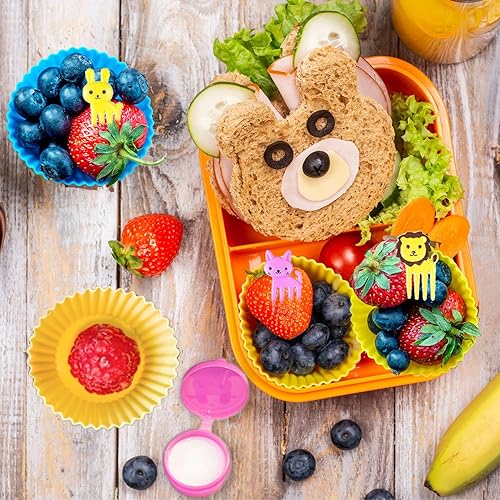 Miniatura 4 de Juego de 56 piezas de accesorios de caja Bento, divisores de silicona para lonchera, mini botellas de ensalada con mini recipiente y palillos de