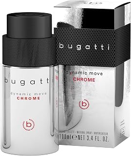 Bugatti Dynamic Move CHROME perfume hombre 100 ml | colonia revitalizante para todas las edades con notas especiadas y amaderadas | con canela, musgo, ámbar y patchouli | urbano, elegante, exótico