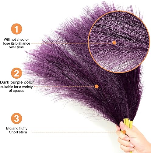 Miniatura 3 de KitWinner Hierba de pampa sintética 6 tallos de hierba de pampa artificial hierba pomposa para jarrón pequeño decoración bohemia del hogar arreglos