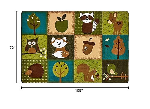 Miniatura 2 de Carpets for Kids 22726 KIDSoft Nature's Friends - Alfombra rectangular para habitación de niños pequeños, 9 x 6 pies, color marrón