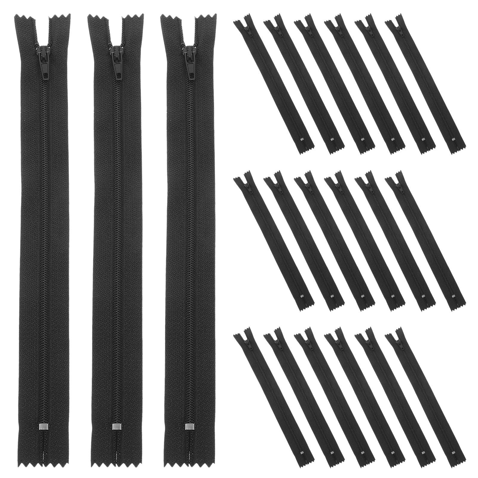DECORNIJIA Cremallera Invisible Negra de Nailon 23 Cm para Coser Prendas y Bolsos, Cierre Seguro y Extremo Cerrado, Pack de 200 Piezas para Manualidades y Costura