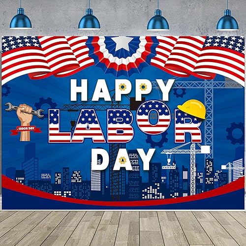 Miniatura 8 de Pancarta de fondo con texto en inglés Remember and Honor Laborer Worker para el Día del Trabajo, bandera americana, temática patriótica, suministros