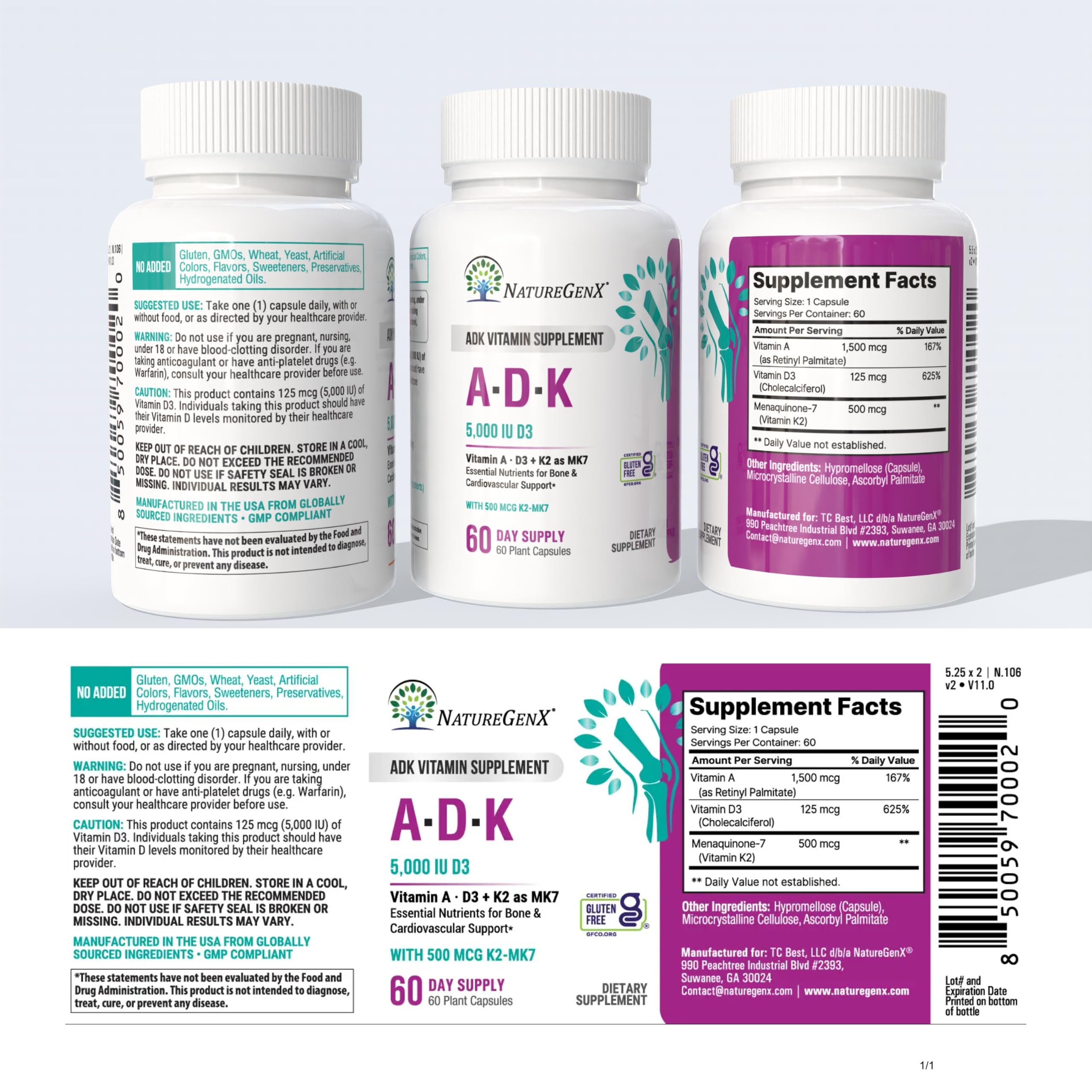 NatureGenX ADK Vitamin Supplement – Vitamins A, D3 & K2 MK-7 for Bone Health & Calcium Absorption – Gluten-Free, Non-GMO, Soy-Free – 60 Capsules (2-Month Supply) — Amazon image 9