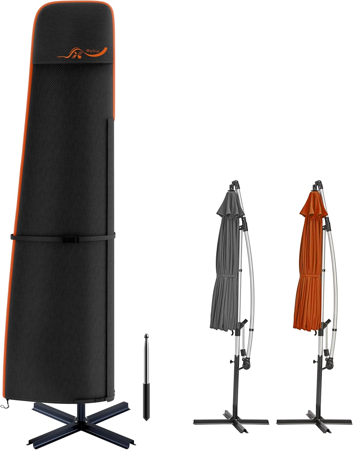 600D Outdoor Cantilever Patio Umbrella Cover Waterproof & Heavy Duty, Large Offset Umbrella Cover Banana Parasol Cover for 6 - 9 FT Umbrellas