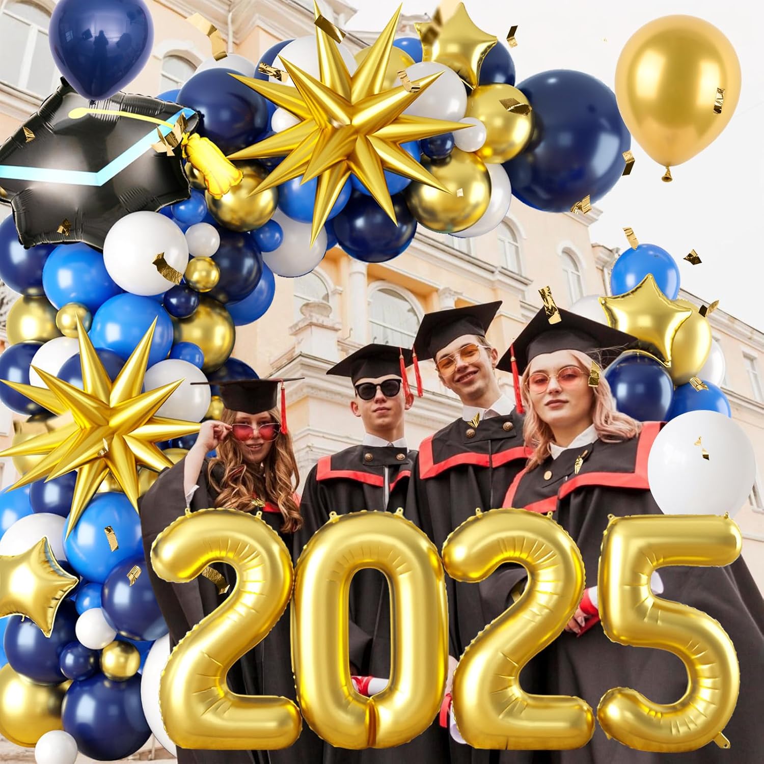 Graduation Balloon Arch Garland Kit, 2025 Graduation Party Decoration, Blue Gold Grad Balloons with Graduation Congrats Foil Balloons for Girls Class of 2025 Congrats Graduation Party Supplies - Image 5