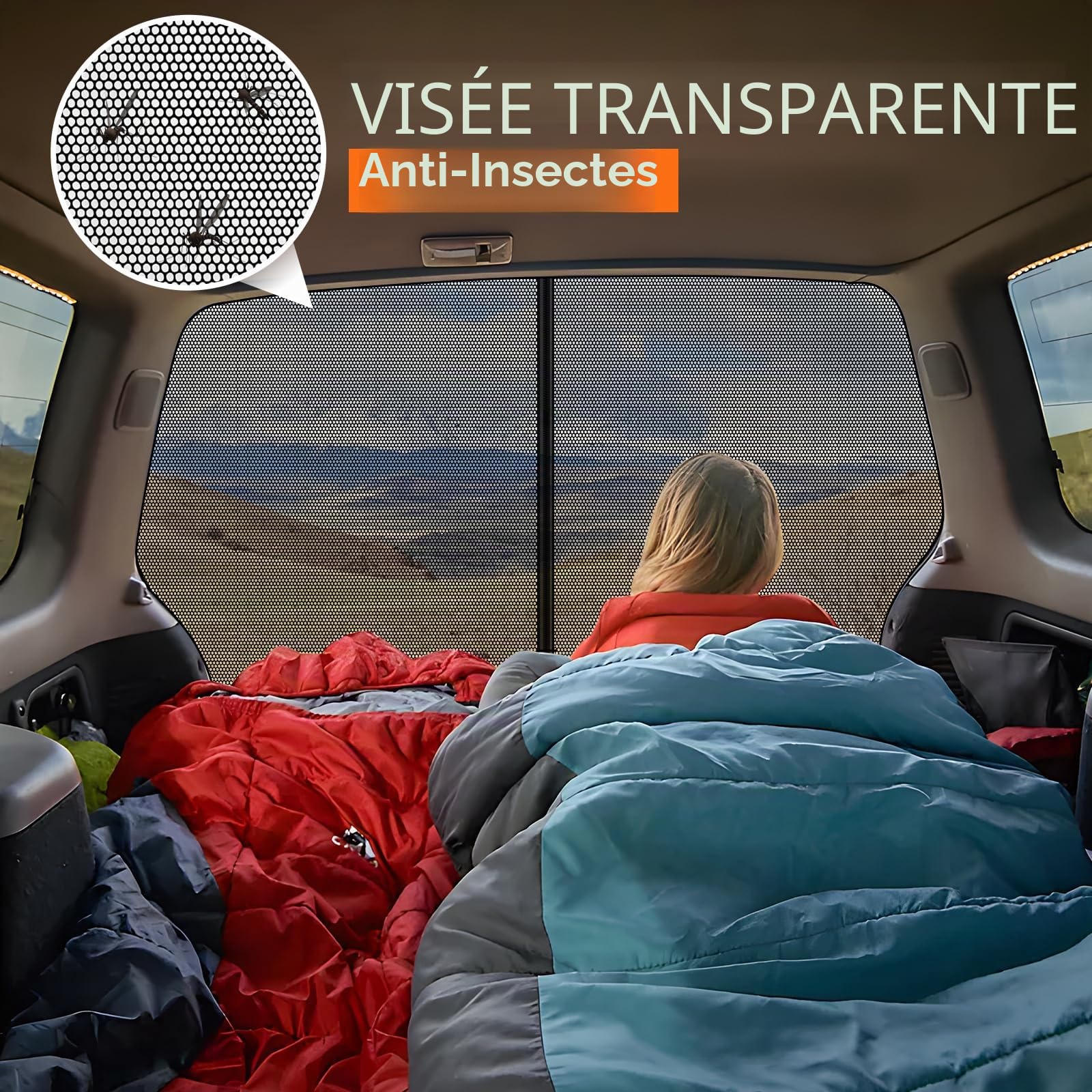 ZATOOTO Pare Soleil pour Hayon Voiture Compatible avec VW T5 T6, Moustiquaire Magnétique Rideau de Séparation Amovible, Moustiquaire pour Les Voyages en Camping