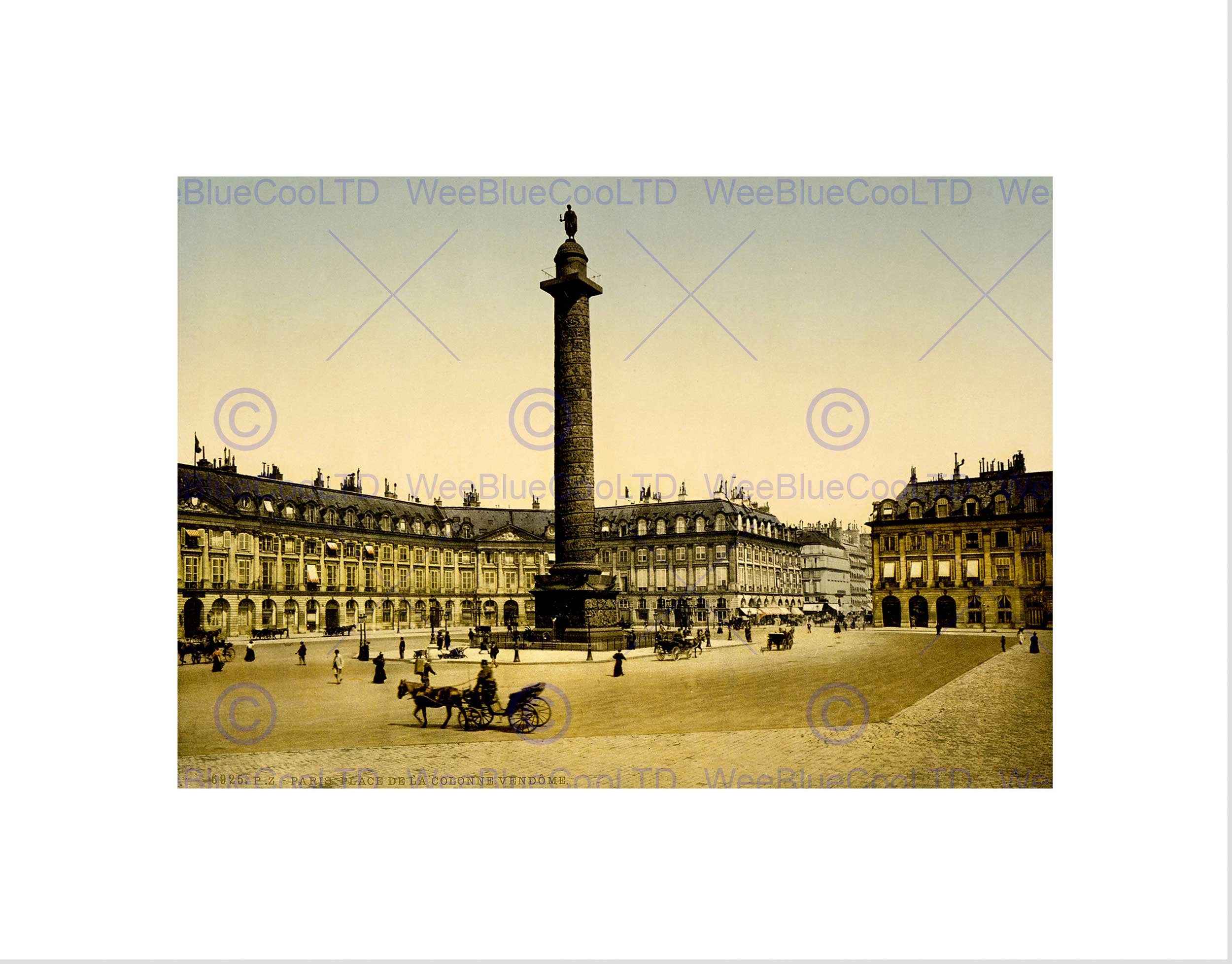 Wee Blue Coo Vintage Cityscape Place Vendome Paris France Wall Art Print