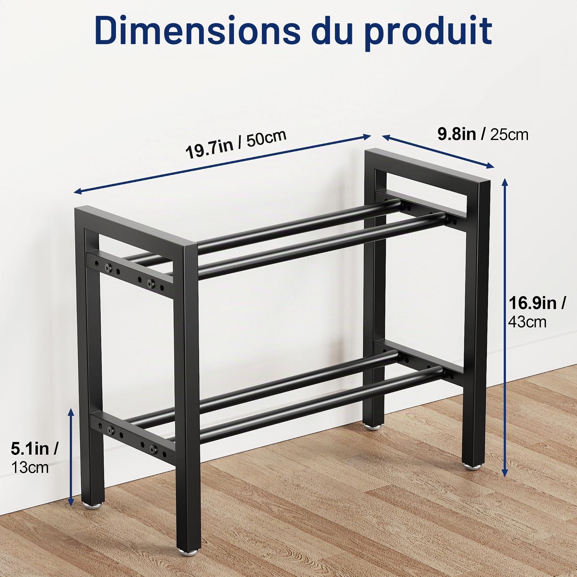 Support d'haltères à 2 niveaux, 50,8 cm, espacement réglable, capacité de 181,4 kg, pour kettlebells, salle de sport à domicile, haltères (support uniquement)