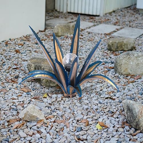 Miniatura 6 de 2 piezas de tequila de escultura rústica de metal agave planta decoración del hogar rústico pintado a mano de metal agave adornos de jardín