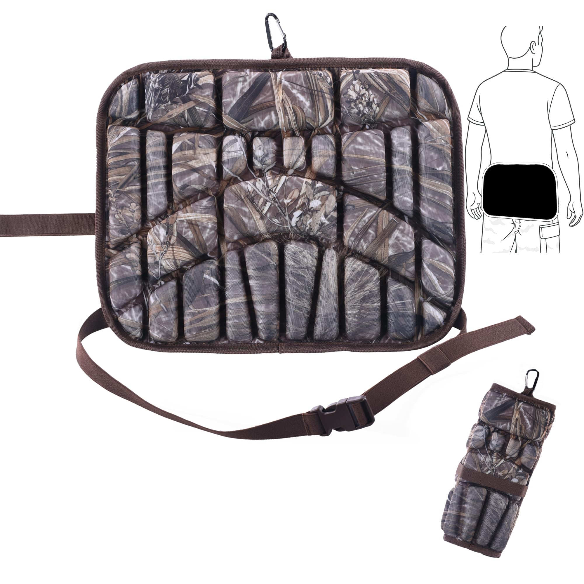 Hunting Seat Cushion with Waist Strap, Waterproof &amp; Anti-Slip Outdoor Seat Cushions, Lightweight &amp; Foldable EVA Padded for Benches, Bleachers, Hunting, Stadium Seating, Hiking - Dry Grass