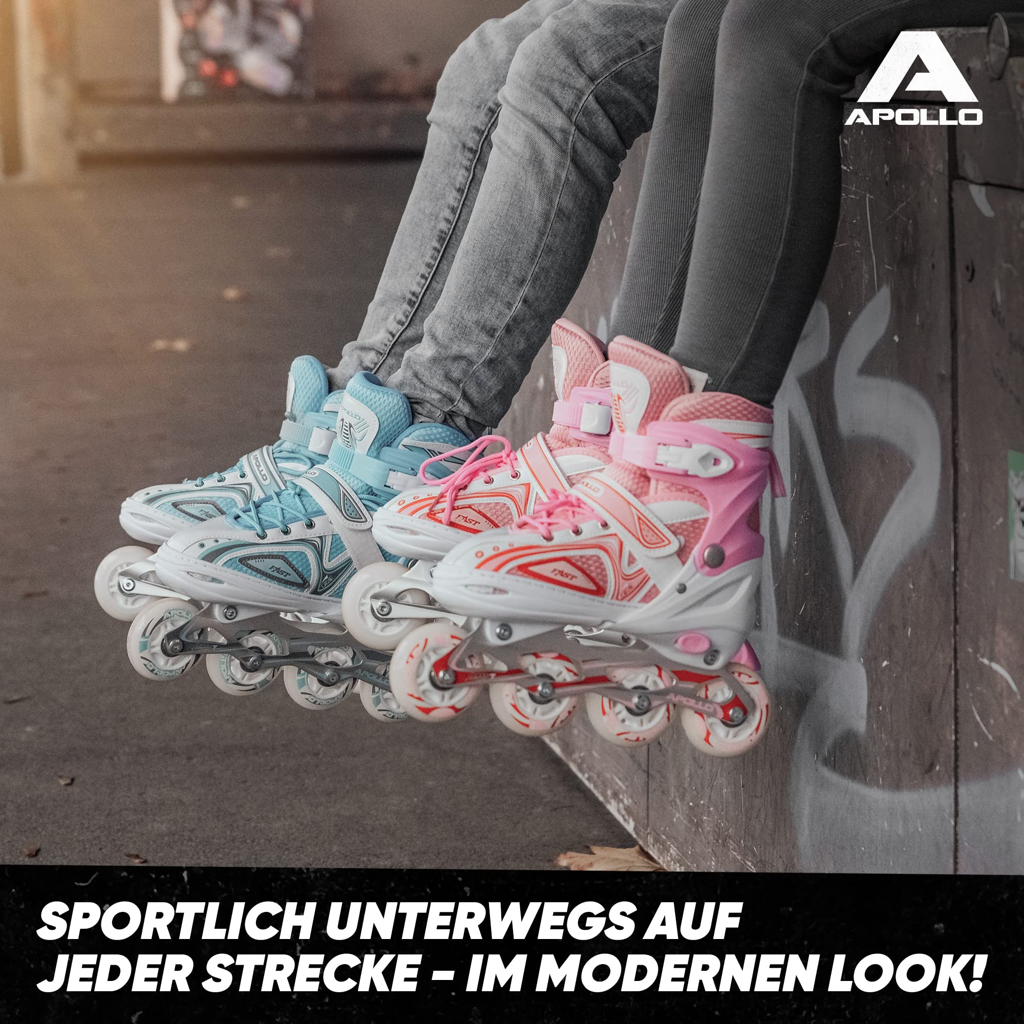 Apollo Super Blades, größenverstellbare Inline Skates für Damen und Kinder, Inliner für Erwachsene, Mädchen und Jungen in den Größen 31–42, LED Inline-Skates