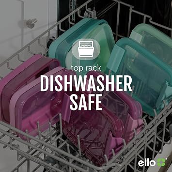 Ello 2-Pack Lunch Stack Plastic Food Storage Container Bento Box with Airtight,Leak-Proof Locking Plastic Lids and Silicone Base,BPA-Free,Freezer,Microwave, and Dishwasher Safe,Blueberry(Pack of 6)